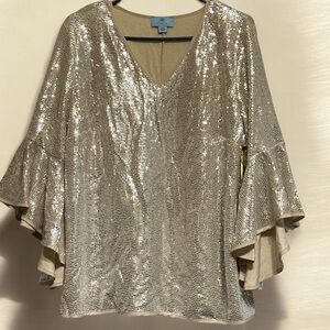 NWT CECE WOMEN SPARKLY/SHINY GOLD BOHO STYLE BLOUSE SIZE 2X